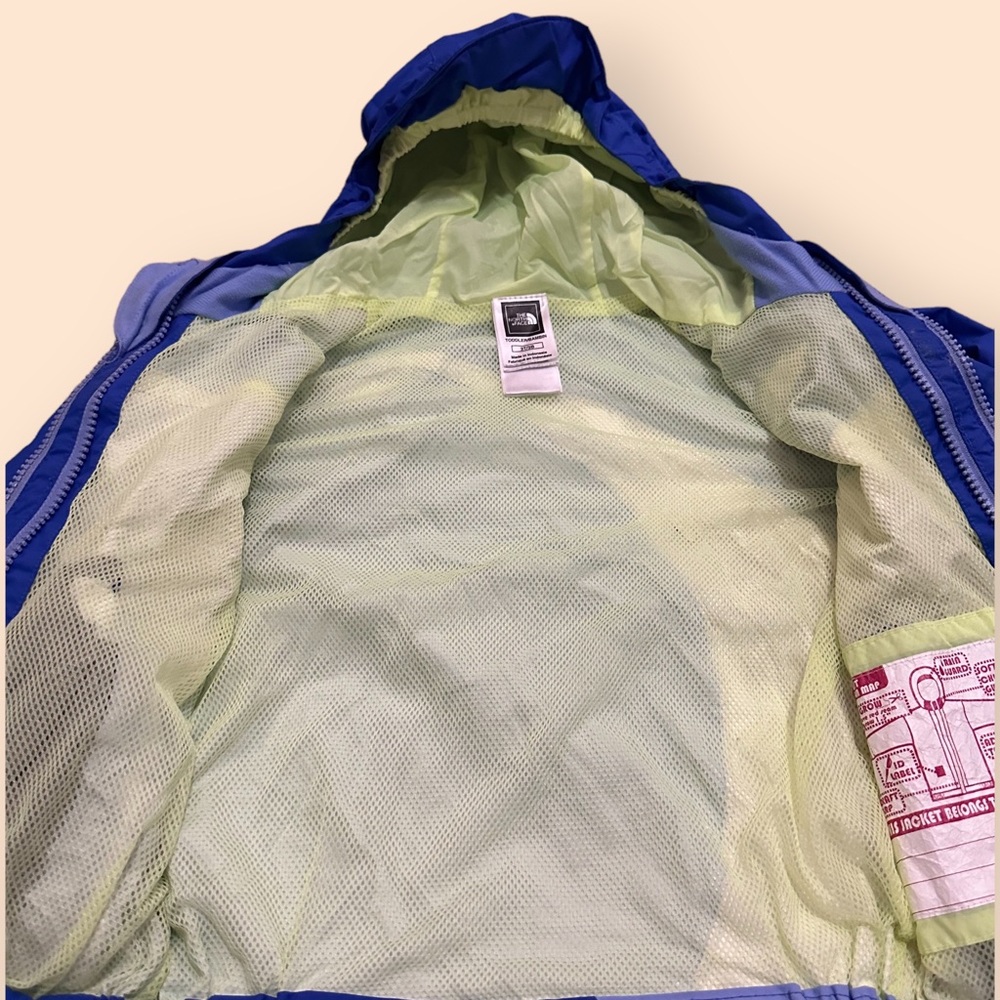 The North Face Toddler HyVent Hooded Jacket Blue White Green Size 3T - Picture 10 of 10